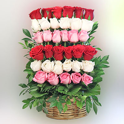 "Mixed Roses Flower basket - Click here to View more details about this Product